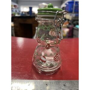Vintage MSRF Glass Shape Canister with Wire Ball Lid Closure Festive Design